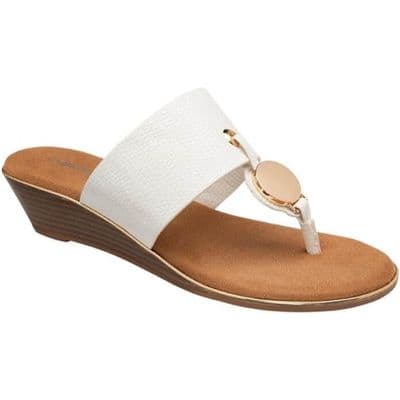 Dunlop Terasa Women's Toe Post Wedge Sandal - White