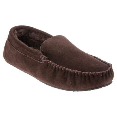 FreeStep Men's Real Suede Moccasin Slippers - Clark Brown
