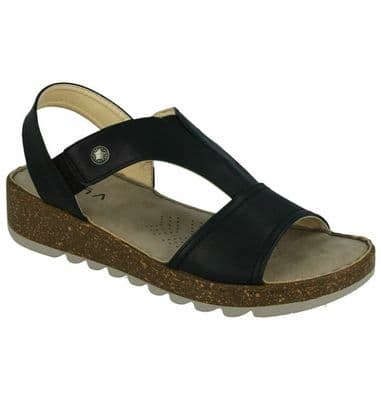 Gluv Barra Women's Faux Leather T Bar Sandals - Black