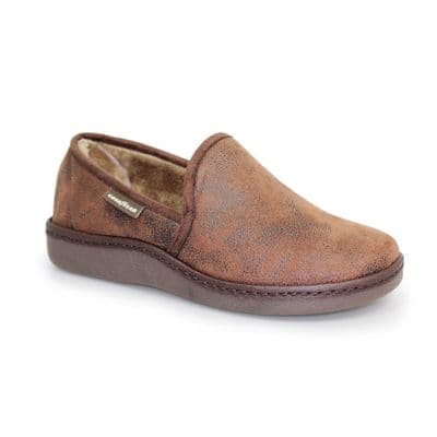 Goodyear Manor Men's Faux Leather Full Slipper - Brown
