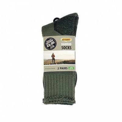 Grisport Mens Bamboo Walking Socks Grey/Green 2 Pack