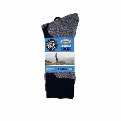 Grisport Mens Coolmax Walking Socks Black/Blue 2 Pack