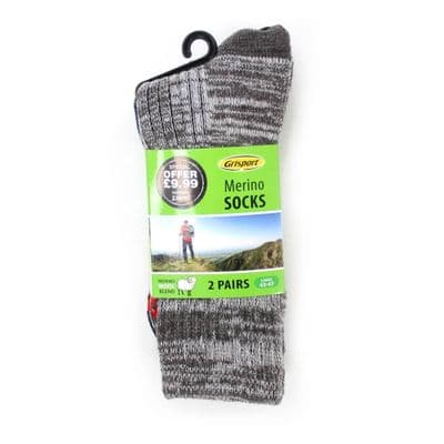 Grisport Mens Merino Wool Socks Blue/Grey 2 Pack