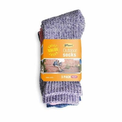 Grisport Womens Outdoor Socks Pink/Purple/Blue 3 Pack