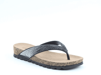 Heavenly Feet Bridget Women's Toe-Post Sandals - Black