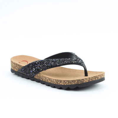 Heavenly Feet Crocus2 Women's Toe-Post Sandal - Black