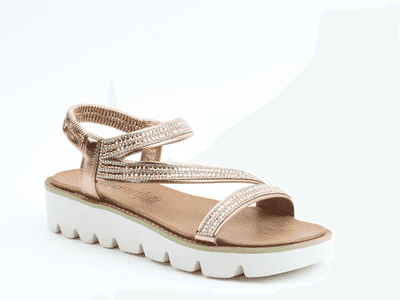 Heavenly Feet Fresco Women's Strappy Sandal - Rose Gold
