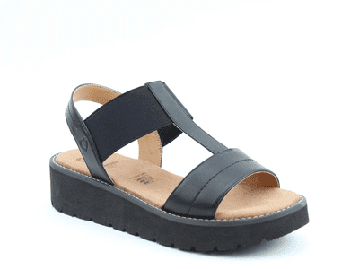 Heavenly Feet Mika Women's Low Wedge Sandal - Black