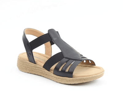 Heavenly Feet Sadie Women's Low Wedge Sandal - Black