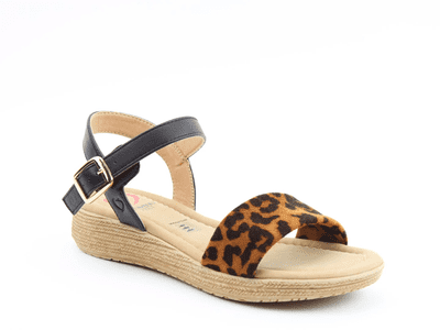 Heavenly Feet Sara Women's Sandal - Black/Leopard