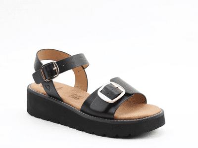 Heavenly Feet Sonja Women's Wedge Sandal - Black