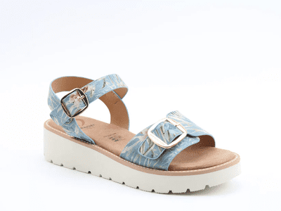Heavenly Feet Sonja Women's Wedge Sandal - Blue Floral