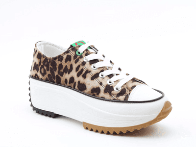 Heavenly Feet Strata Women's Canvas Platform Sneaker - Brown Cheetah