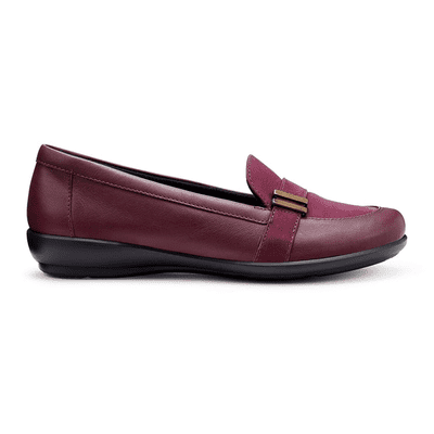 Hotter Clay Women's Moccasin Slip-On Shoe - Dark Cherry STD
