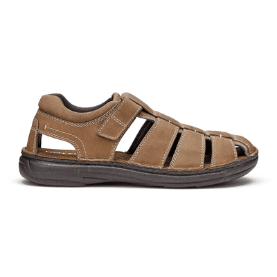 Hotter Dock II Men's Fisherman Sandal - Taupe Waxed Nub/Suede