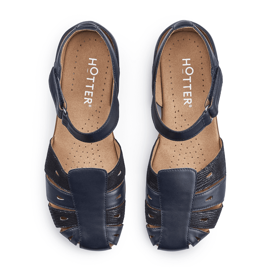 Hotter May Women s Wide Fitting Summer Shoe - Navy Lizard EXF