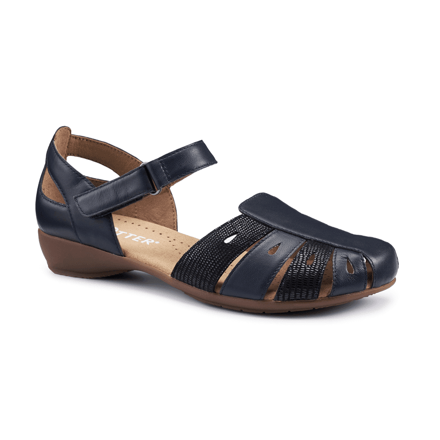 Hotter May Women s Wide Fitting Summer Shoe - Navy Lizard EXF