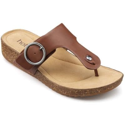 Hotter Resort Women's Wide Fit Toe-Post Sandal - Rich Tan STD