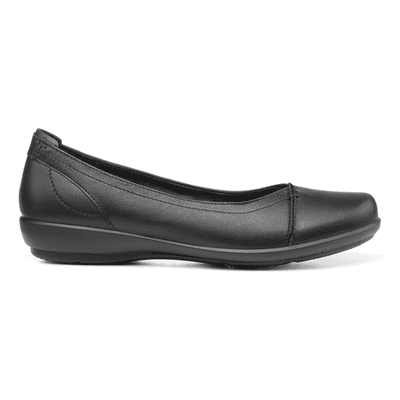 Hotter Robyn II Women's Wide Fitting Ballet Pump Shoe - Black Leather EEE
