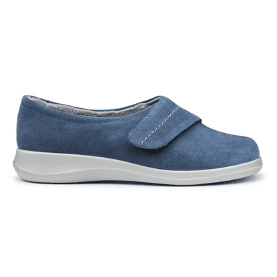 Hotter Wrap Women's Riptape Slipper - Dark Denim Suede