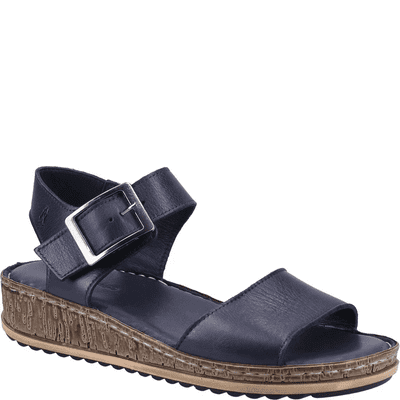 Hush Puppies Ellie Women's Leather Wedge Sandals - Navy