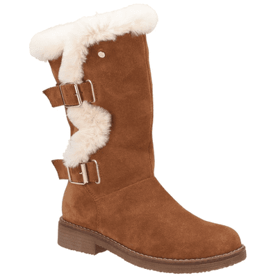 Hush Puppies Megan Women's Suede Mid Calf Length Boots - Tan