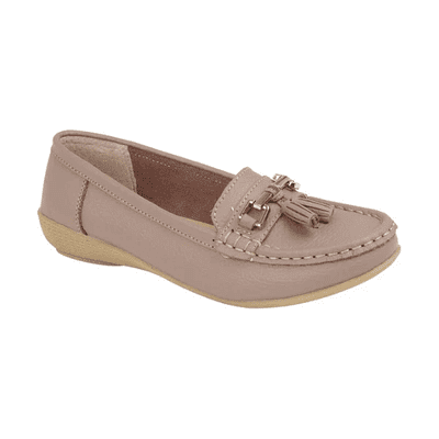 Jo & Joe Nautical Women's Slip On Leather Loafers Moccasins Shoes - Dusky Rose