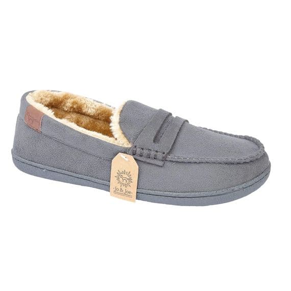 Jo & Joe New Hampshire Boys Mocassin Slipper - Grey