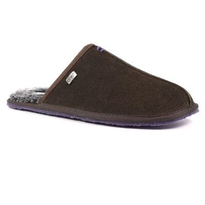 Lazy Dogz Banjo Men's Leather Slippers - Brown