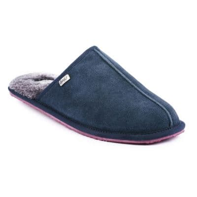Lazy Dogz Banjo Men's Leather Slippers - Navy