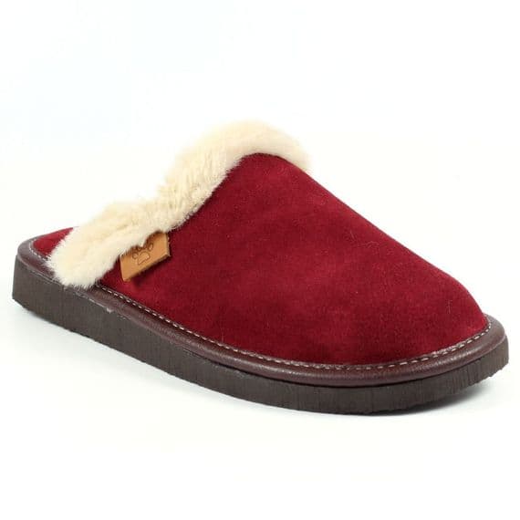 Lazy Dogz Otto Women's Suede Slippers - Burgundy