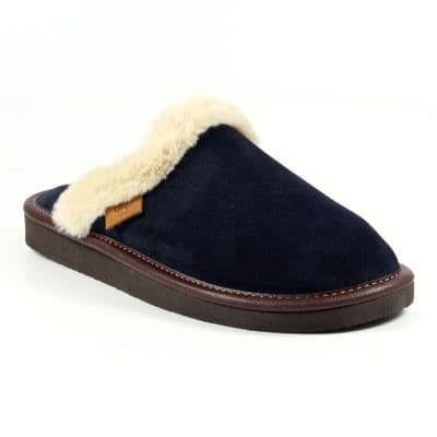 Lazy Dogz Otto Women's Suede Slippers - Navy