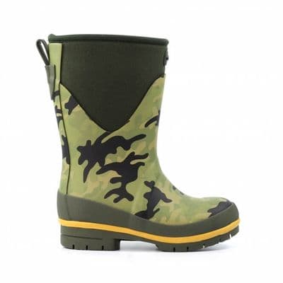 Lazy Dogz Splash Kid's Wellington Boot - Green Camo
