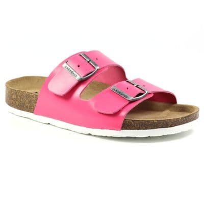 Lazy Dogz Tide Women's Leather Sandals - Fuchsia