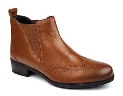 Leather Collection Chelsea Women's Leather Ankle Boot - Tan