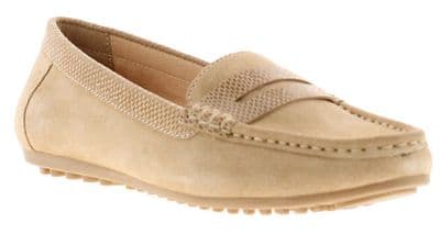 Leather Collection Jane Women's Leather Loafer Shoe - Beige