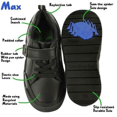 Little Green Feet Max Boy's School Shoes - Black