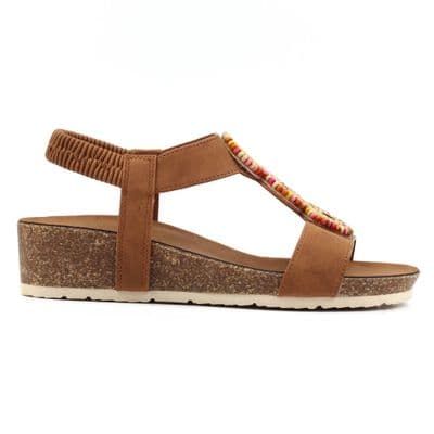 Lunar Candice Women's Low Wedge Sandal - Tan