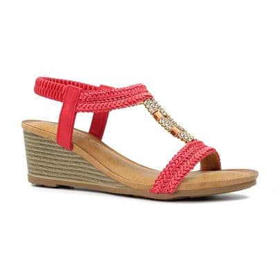 Lunar Florence Women's Wedge Sandal - Coral