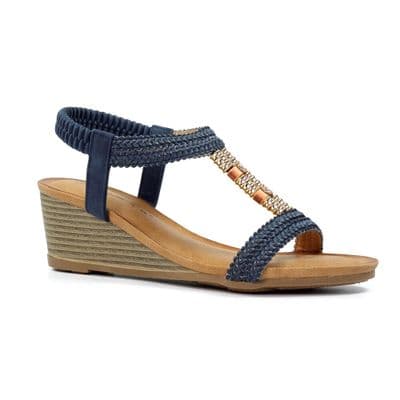 Lunar Florence Women's Wedge Sandal - Navy