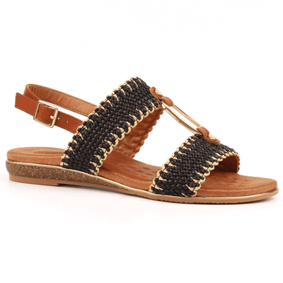 Lunar Jules Women's Woven Strappy Sandal - Black