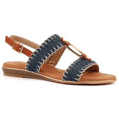 Lunar Jules Women's Woven Strappy Sandal - Navy