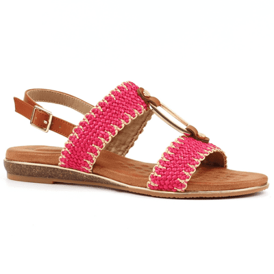 Lunar Jules Women's Woven Strappy Sandal - Pink