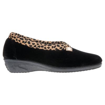 Lunar Paloma Women's Leopard Trim Slipper - Black