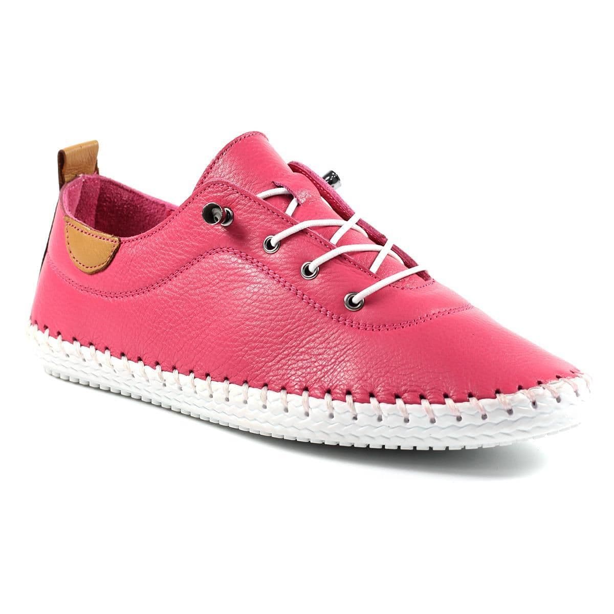 Lunar St Ives Women s Leather Elasticated Lace Shoe - Raspberry