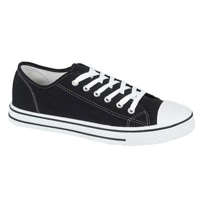Men's Low Top Canvas Trainers - Black