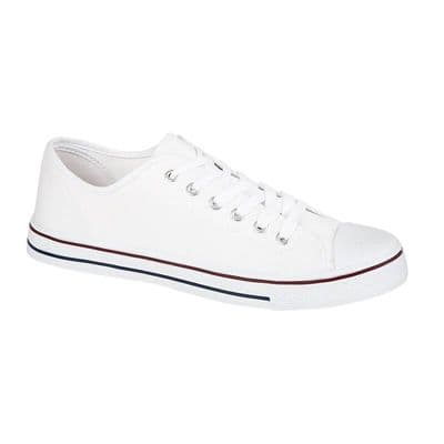 Men's Low Top Canvas Trainers - White