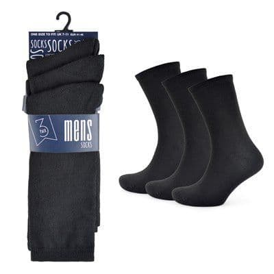 Mens Plain Black Socks 7-11