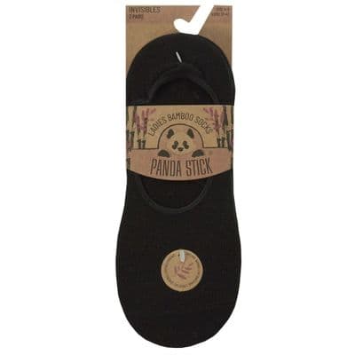 Panda Stick Womens No Show Bamboo Invisible Trainer Socks 3 Pack 4-8 Black
