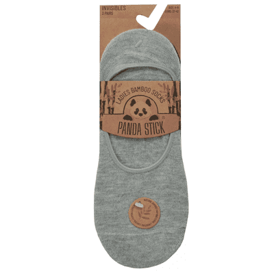 Panda Stick Womens No Show Bamboo Invisible Trainer Socks 3 Pack 4-8 Black/Grey/White